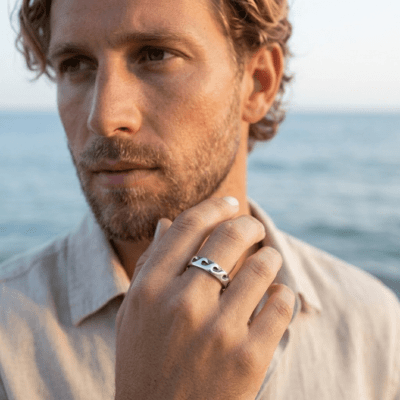 ONDAS — Par de Alianças de Ondas Modelo Fino em Prata 925