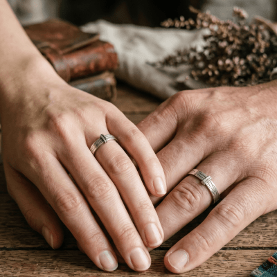 Outlander – Par de Alianças em Prata 925 com Oxidação | Inspiração Lallybroch (Broch Tuarach) Outlander – Par de Alianças em Prata 925 com Oxidação | Inspiração Lallybroch (Broch Tuarach)