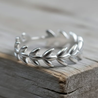 RAMOS DE OLIVEIRA – PAR DE ALIANÇAS EM PRATA 925