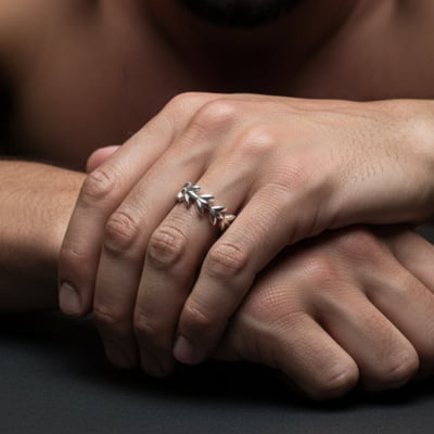 RAMOS DE OLIVEIRA – PAR DE ALIANÇAS EM PRATA 925