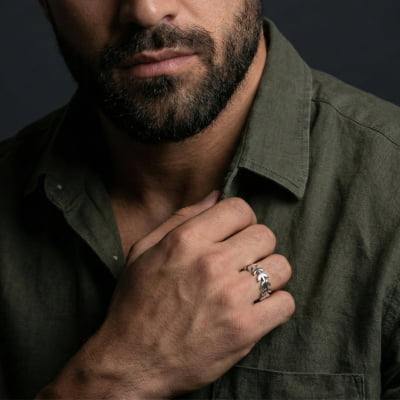 RAMOS DE OLIVEIRA – PAR DE ALIANÇAS EM PRATA 925