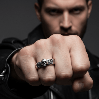 Par de Alianças Caveira Skull Love em Prata 925