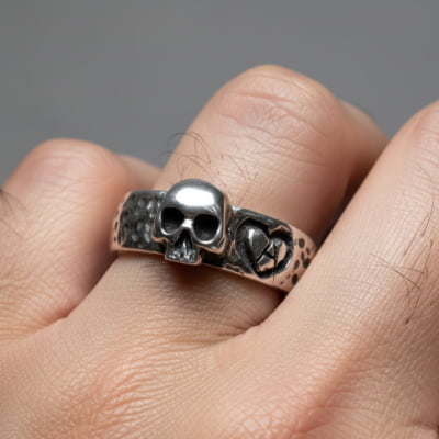 Par de Alianças Caveira Skull Love em Prata 925