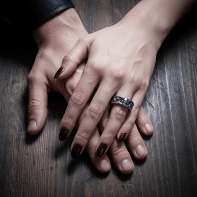 Par de Alianças Caveira Motociclista Skull Motor V800 em Prata 925