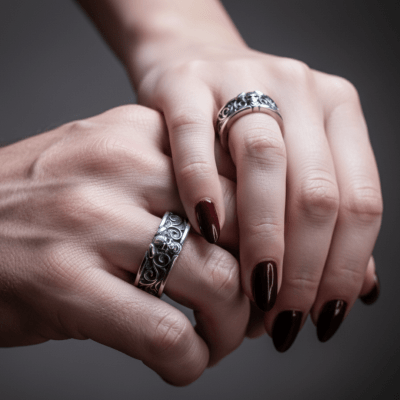 Par de Alianças Caveira Motociclista Skull Motor V800 em Prata 925