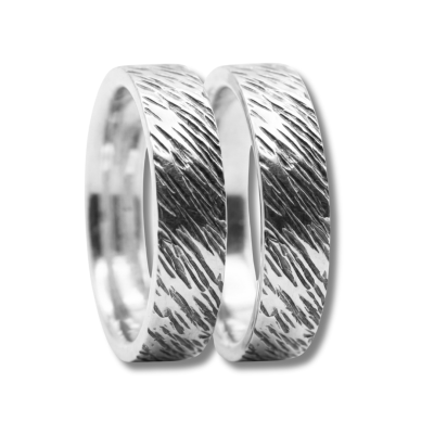 TEMPESTADE – PAR DE ALIANÇAS TEXTURIZADAS MODELO FINO EM PRATA 925