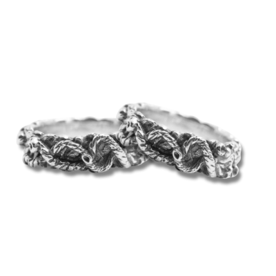 WOOD - PAR DE ALIANÇAS MODELO LARGO ESCÚLPIDO EM PRATA 925