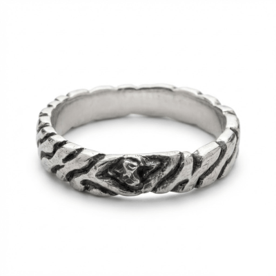 WOOD - ANEL MODELO FINO ESCÚLPIDO EM PRATA 925