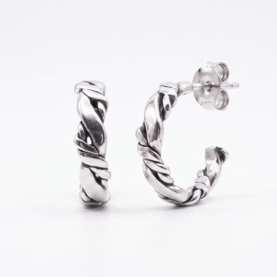 Brinco Argola Pequena Nordic Rope Prata 925 Masculino e Feminino Brinco Argola Pequena Nordic Rope Prata 925 Masculino e Feminino