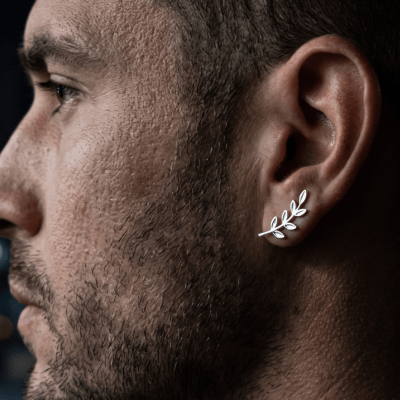 Brinco Ramos de Oliveira em Prata 925 Par