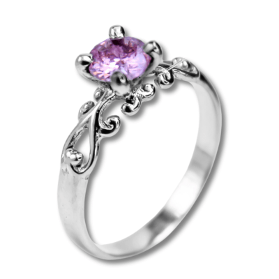 FRIGG - ANEL SOLITÁRIO EM PRATA 925 COM ZIRCÔNIA ROSA