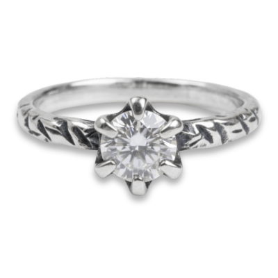 HELGA — Anel Solitário em Prata 925 com Zircônia Branca